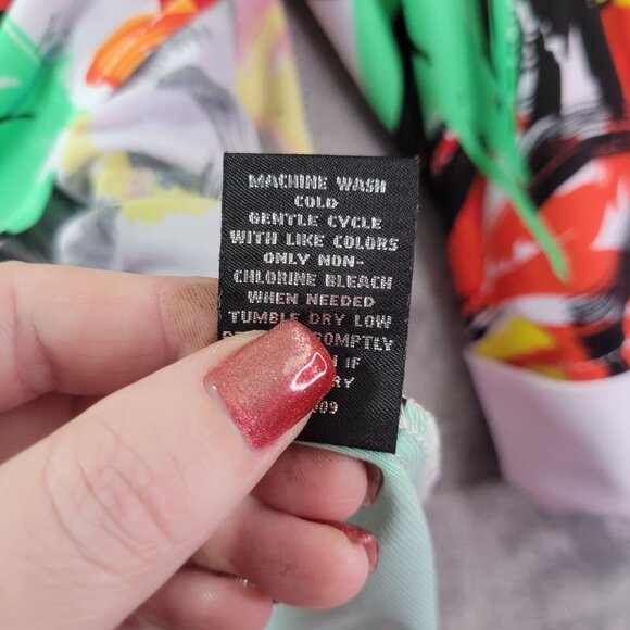 Slim Factor by Investments Womens Top S Multicolor Lace Up Tunic Floral Artsy - Picture 8 of 10